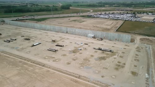 Construction of Warehouse Industrial Building on Light Gauge Framing Drone Wide Footage