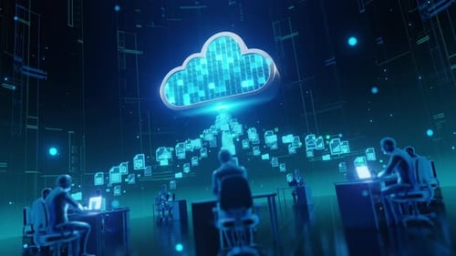 Futuristic Cloud Computing Data Network Animation
