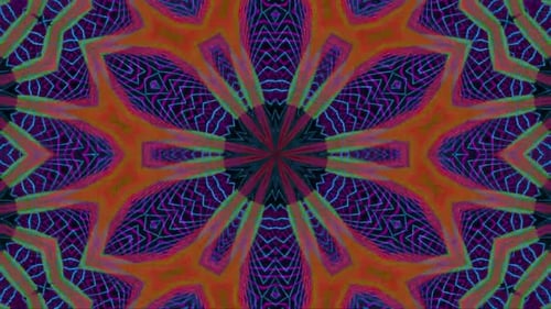 Abstract Kaleidoscopic Neon Grid Loop Background