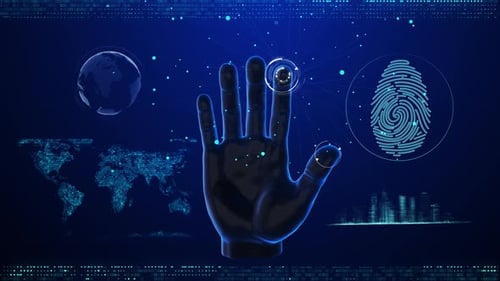 Futuristic Fingerprint Scan for Biometric Security Technology Animation