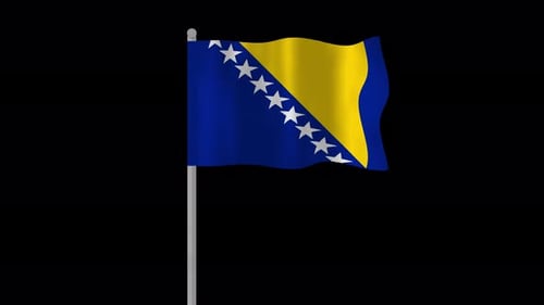 Bosnia and Herzegovina Flag Waving Loop Animation