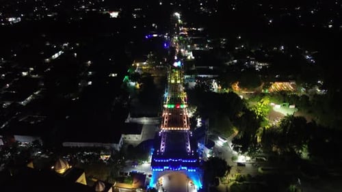 Aerial view of Limboto Majesty Tower or Pakaya Tower at night