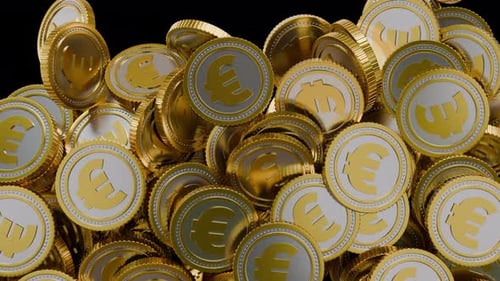 Fallen Metal Euro Coin Finance Transitions with Alpha Channel