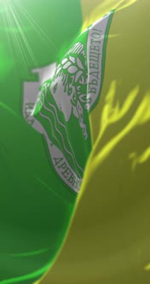 Realistic Waving Vertical Flag with Emblem Loop