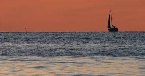 Sailing yacht at sunset, the Mediterranean sea, France