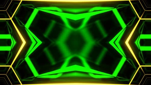 Green And Yellow Neon Glowing Abstract Pattern Changes Background Vj Loop In 4K