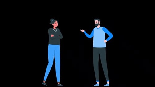 Two Office Workers Talking Among Themselves About The Project Alpha Channel