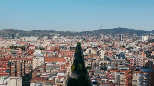 Aerial Drone Shot of District in Barcelona