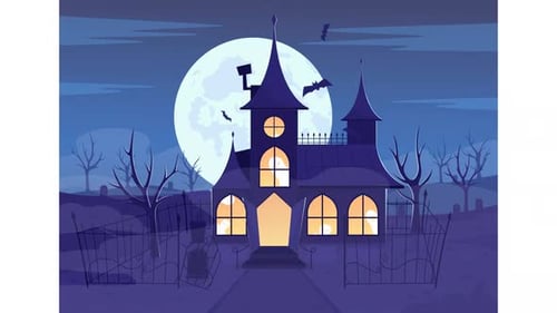 Animated Spooky House Illustration