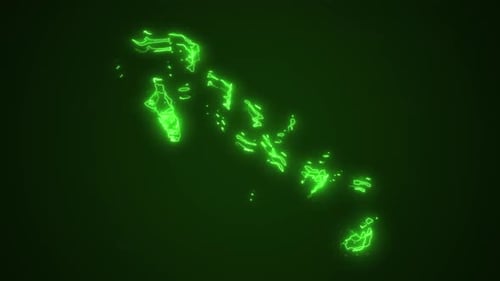 3D beweglicher neongrüner Bahamas-Kartenrand, Umriss-Schleifenhintergrund