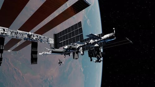 Spacestation Orbiting Around Earth