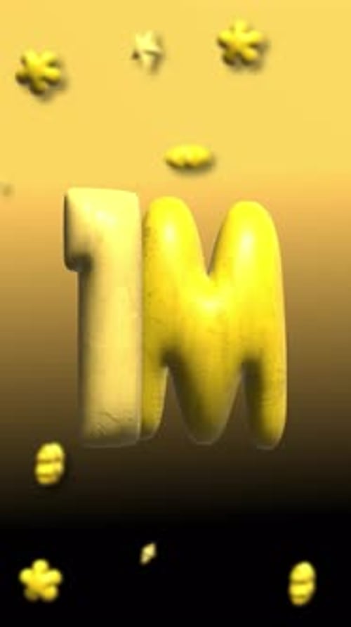Golden 3D 1M Milestone Celebration Animated Background