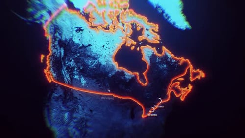 Kanada-Karte mit Neonglühanimation 4K
