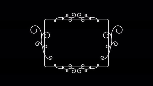 Vow Collection: Title loop element of a square frame with curvy borders design on a black background