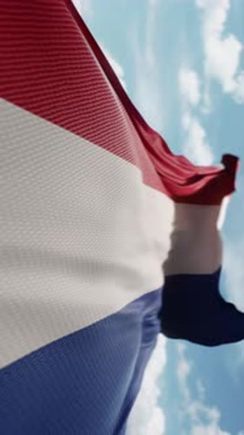 Wavy Flag of Netherlands Blowing in the Wind in Slow Motion Waving Official Dutch Holland Flag Team