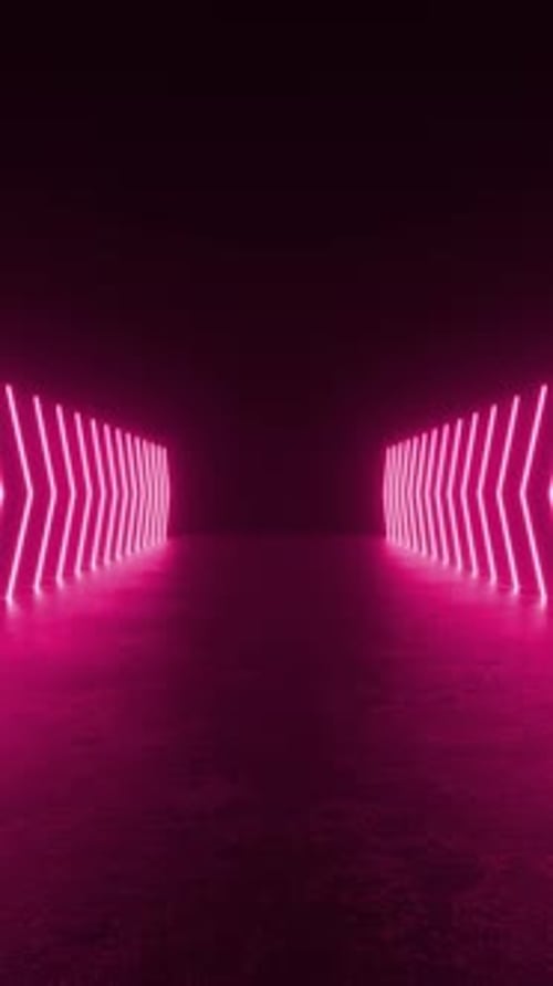 A tunnel lined with glowing neon lights