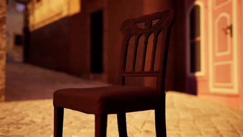 Antique Wooden Chair 3D Render with Dynamic Lighting and Camera Movement