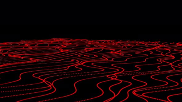 red color digital arrow lines particles background . smooth wave lines ...