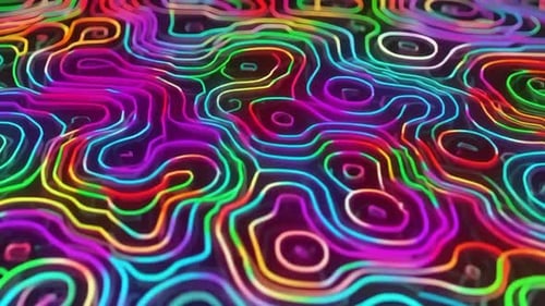 Colorful Neon Topographic Wavy Lines Abstract Pattern