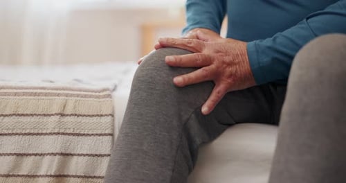 Senior man, hands and knee injury with arthritis, joint pain or inflammation