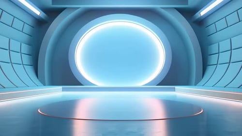 Modern 3D Virtual Set with Abstract Glowing Display
