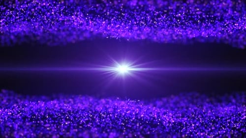 Abstract glowing digital particle wave and light background. Twinkling ocean waves seamless motion.