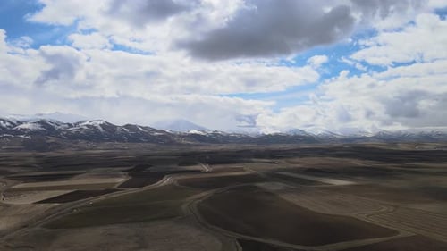aerial fields clouds landscape