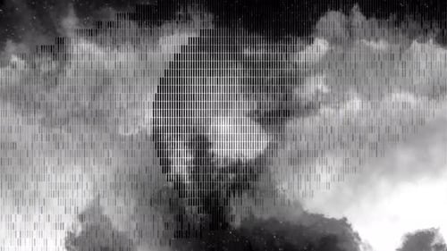 Digital Skull Reveal from Abstract Grid