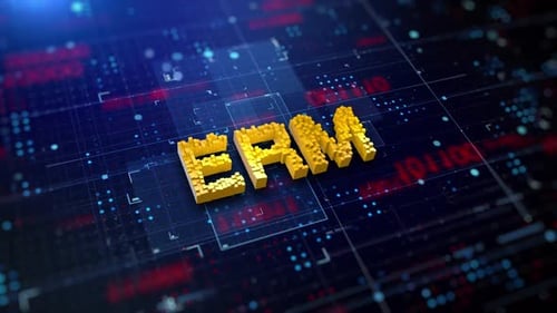 ERM Digital Text Voxel Animation on Futuristic Circuit Board