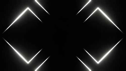 White Rotating Neon Squares Background Vj Loop In 4K
