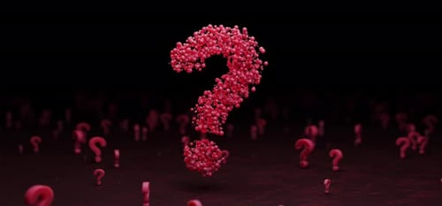 3D Pink Balloon Question Mark Rotating on Black Background