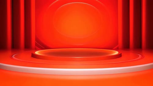 podium Futuristic showcase with platform for product displaying. Empty modern stage display