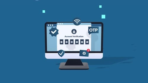 Verificação em duas etapas e senha única para login seguro, segurança cibernética e segurança de dados.