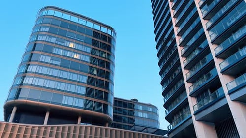 Modern Urban Architecture Against a Clear Blue Sky
