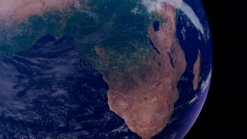 Animated Realistic Earth Globe Showing Africa from Space