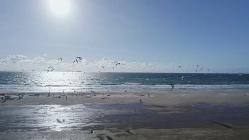 Hundreds of Kiters in the Ocean and on the Beach