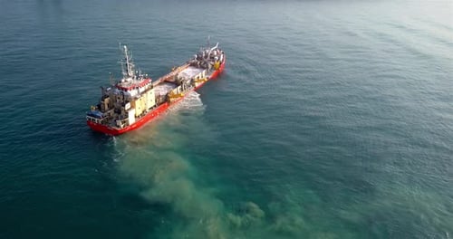 Industrial Ship Sailing on the Blue Ocean