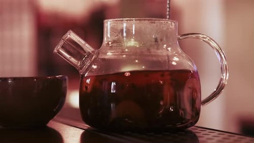 Hot Teapot Stirring Tea Fruit Spoon Drink Glass