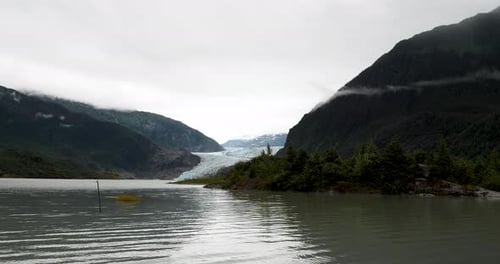 Mendenhall Glacier and Lake from a footpath.Alaska