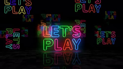 Vibrant Neon Let's Play Animated Text Loop