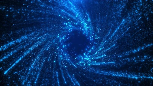 Futuristic Blue Glowing Particle Trails Loop Background