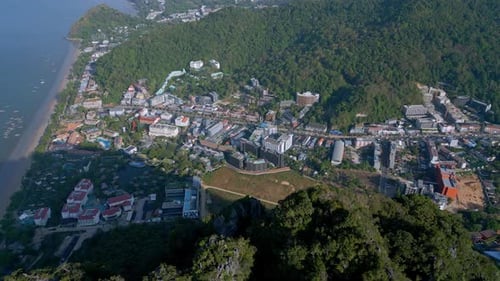 Coastal Resort Town Of Ao Nang In Krabi Province, Southern Thailand. Aerial Drone Shot