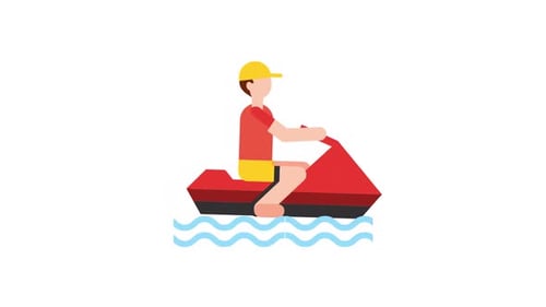 Person Riding Jet Ski Flat Design Animation