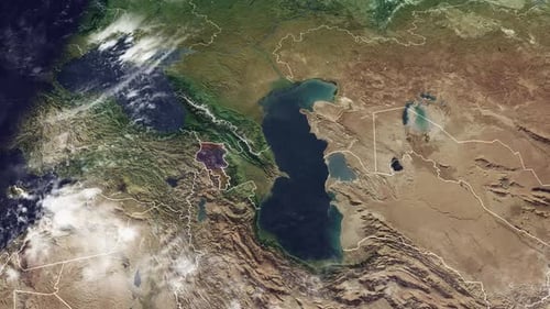 Global Map Zoom to Armenia with Flag and Location Marker