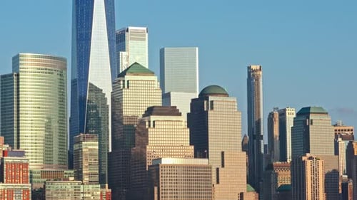 Magnificent cityscape of New York, iconic skyscrapers visible from New Jersey