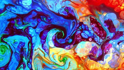 Vibrant Paint Swirls in an Abstract Fluid Motion