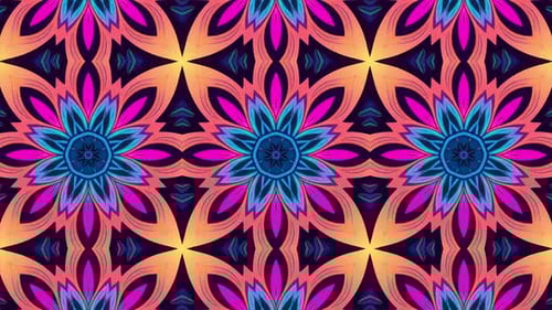 Colorful Abstract Floral Kaleidoscope Pattern Loop