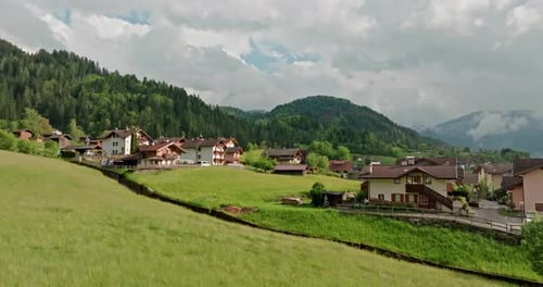 Aerial View of the Alpine Village Landscape