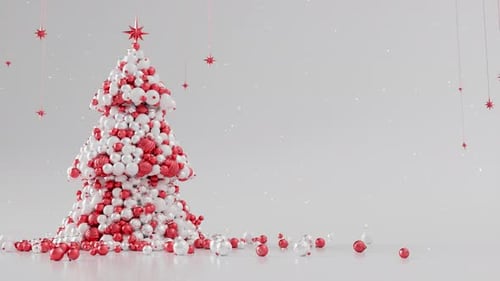 Festive Ornaments Forming Christmas Tree Animation
