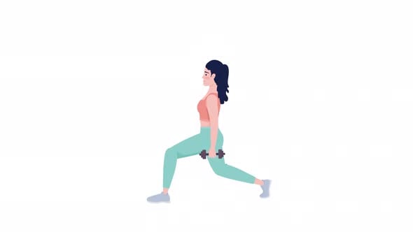 Animated Woman Performing Dumbbell Lunges, Elements Motion Graphics ft ...